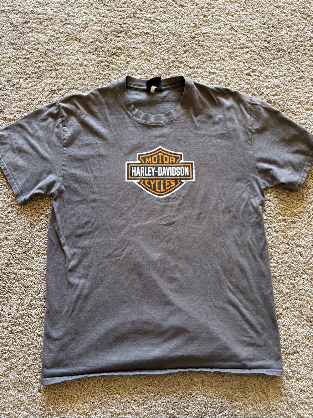 Harley-Davidson Gray Short Sleeve Logo Tee with Orange Accents